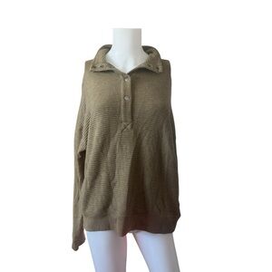 Thread and Supply Olive Green Pullover Sweater Ribbed Knit Unisex Size Medium M